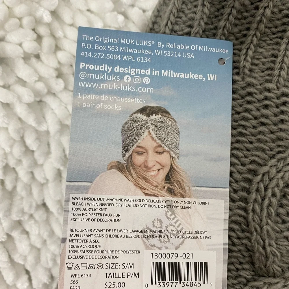 NWT MUK LUKS Sherpa Lined Socks, S/M